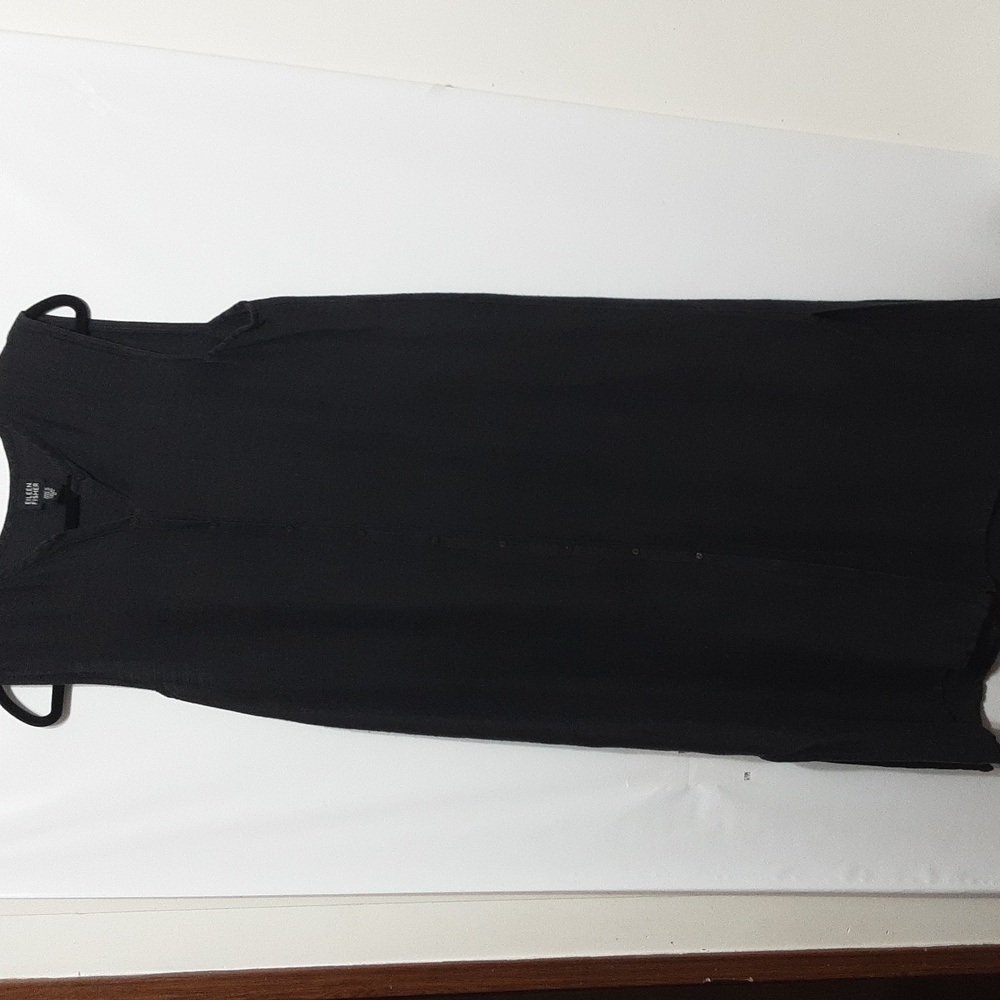 Eileen‎ Fisher Charcoal Black  Women's M Side Hem Vent  Button-Up Top